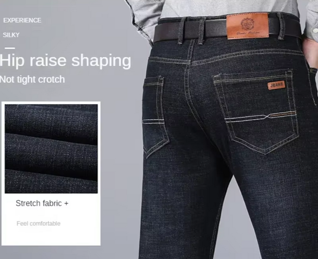 Men's Jeans Stretch Fit Business Fashion Soft Denim Brand Pants all Seasons