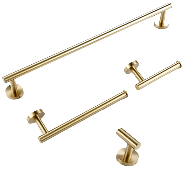 Brushed Gold Bathroom Accessories Set Hardware Kit Wall Mount Hand Towel Bar Rack Toilet Roll Paper Holder Robe Hook Hanger