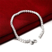 925 Sterling Silver 4mm Round Box Chain Bracelet Necklace Sets For Women Jewelry