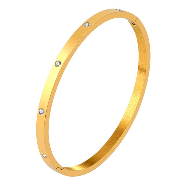 FYSARA, pulseras para amantes de los cristales de 3/4/6/8mm, brazaletes de acero inoxidable, Zirconia cúbica, brazaletes de Color dorado para mujer, regalos de joyería de marca