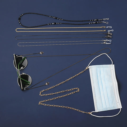 Cadena de gafas de sol para mujer, cadena cilíndrica de cuentas, anticaída, collar de cordón