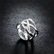 925 Sterling Silver Intertwined Ring For Women Fashion Charm Jewelry