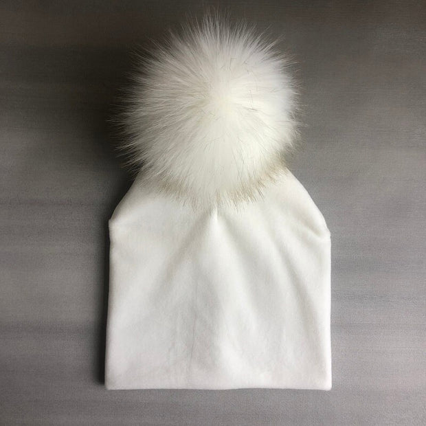 Kids Girls Solid Velvet Hat with Pompon Baby Cap Children's Accessories