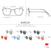 BARCUR Retro Reflective Sunglasses Classic Man Minimalist Stainlesss Steel Frame Eyewear Sun Glasses Women Oculos De Sol