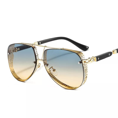 New Hollow Pattern Oval Sunglasses Men-Women Luxury Trend Brand Designer Metal Alloy Frame