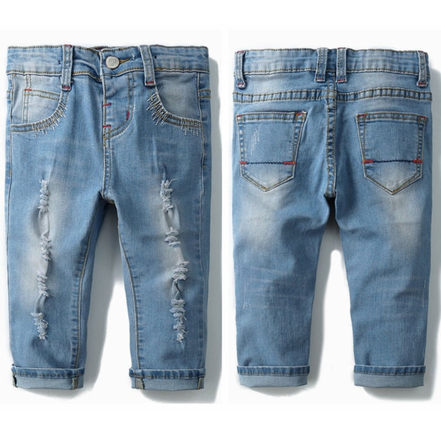 Kids Jeans Pants Baby Denim Trousers Infant Clothing Broken Distress Style