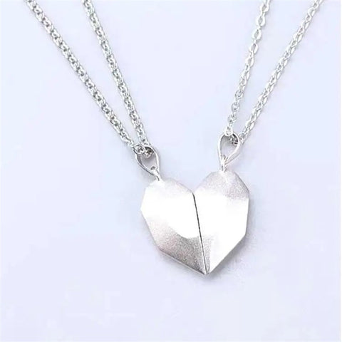 2 uds amantes de la moda a juego amistad corazón colgante pareja distancia magnética facetado corazón colgante collar pareja joyería