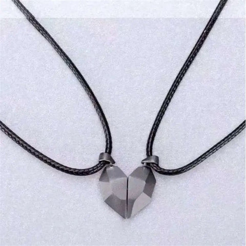 2 uds amantes de la moda a juego amistad corazón colgante pareja distancia magnética facetado corazón colgante collar pareja joyería