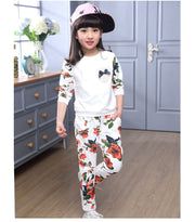 Winter Children Clothing Sets for Girls Floral Baby Clothes Cotton Kids Tracksuit shirt and Pants