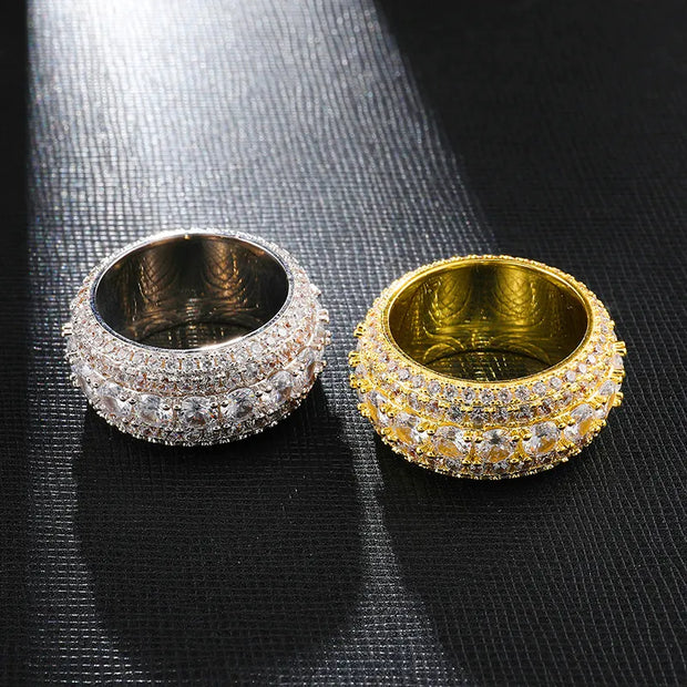 Micro Paved CZ Men's Rings Hip Hop Big Zircon Geometric Luxury Jewelry