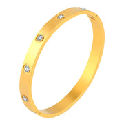 FYSARA, pulseras para amantes de los cristales de 3/4/6/8mm, brazaletes de acero inoxidable, Zirconia cúbica, brazaletes de Color dorado para mujer, regalos de joyería de marca