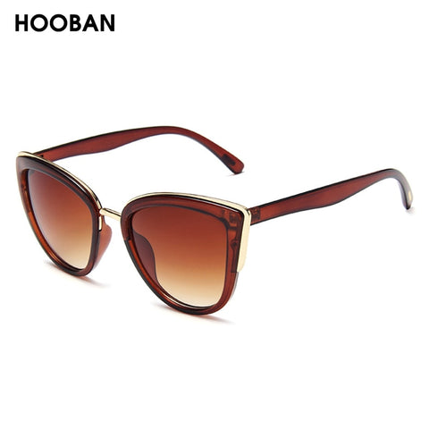 HOOBAN Fashion Cat Eye Sunglasses Women Retro Cateye Ladies Sun Glasses Stylish Driving Eyewear Female UV400