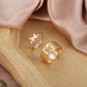 17KM Hiphop Gold Color Chain Rings Set For Women Girls Punk Geometric Simple Finger Rings Trend Jewelry