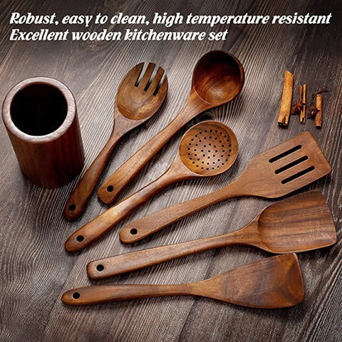 Kitchen Utensils Special Treated Natural Teak Wood for Everyday Cooking 5-9Psc Set