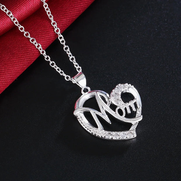 New Fashion 925 Sterling Silver Big Love Heart Pendant Necklace For Women Silver 925 Jewelry Necklace