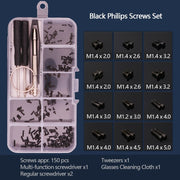 Eyeglasses Sunglasses Watch Repair Kit with Screws Tweezers Screwdriver Gold/Black Stainless Steel Screws