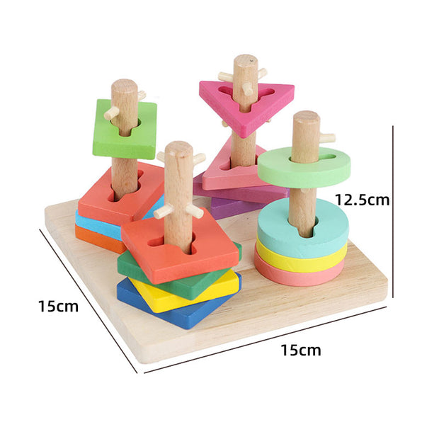 Wooden Puzzles Kids Montessori Toys Graphic Cartoon Colorful Early Enlightenment Learning Toy Animal Shape Puzzle