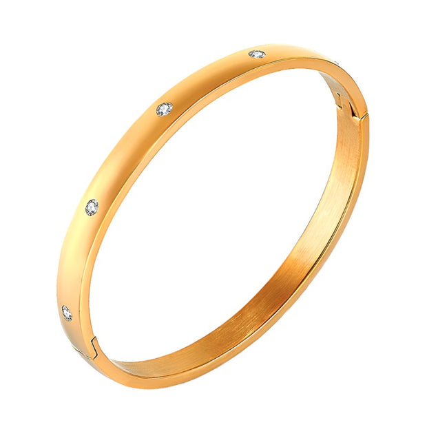 FYSARA, pulseras para amantes de los cristales de 3/4/6/8mm, brazaletes de acero inoxidable, Zirconia cúbica, brazaletes de Color dorado para mujer, regalos de joyería de marca