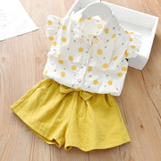 Kids Set Children's Clothes Suit Flower Print Set Top+Denim Skirt 2Pcs Toddler Children Outfits Clothing Sets