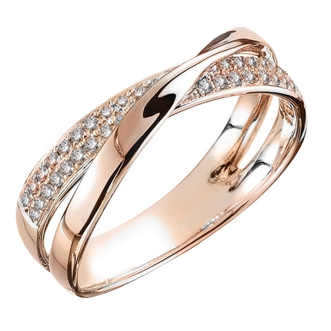 Two Tone X Shape Cross Ring for Women Jewelry Dazzling CZ Stone Large Modern