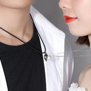 2Pcs Fashion Lovers Matching Friendship Heart Pendant Couple Magnetic Distance Faceted Heart Pendant Necklace Couple Jewelry