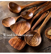 Luxury Teak natural wood High Quality Durable Tableware Cooking Kitchen tool kit 1-7pcs set