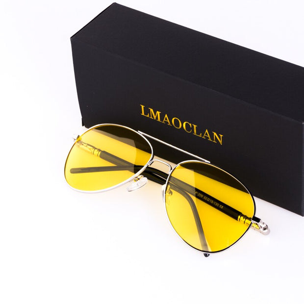 Mens Polarized Night Driving Sunglasses Brand Designer Yellow Lens Night Vision Driving Glasses Goggles Reduce Glare