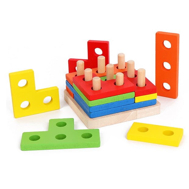 Wooden Puzzles Kids Montessori Toys Graphic Cartoon Colorful Early Enlightenment Learning Toy Animal Shape Puzzle