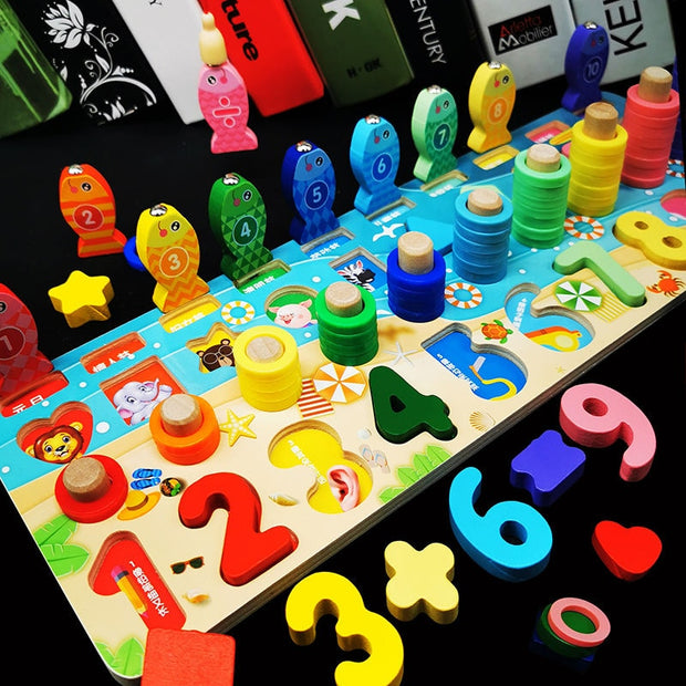 Wooden Montessori Educational Toys For Children Kids Early Learning Infant Shape Color Match Board Toy