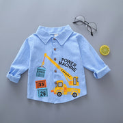 Shirts for Boys Long Sleeve Striped Print Shirts Kids Tops Shirts.