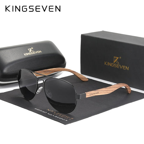 KINGSEVEN nuevas gafas de sol fotocromáticas piloto polarizadas UV400 gafas de sol de moda espejo gafas de sol de madera gafas de conducción