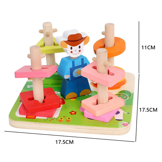 Wooden Puzzles Kids Montessori Toys Graphic Cartoon Colorful Early Enlightenment Learning Toy Animal Shape Puzzle