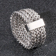 15mm New Stainless Steel Link Chain Ring High Polished Dubai Gold Color Mesh Men Cool Jewelry Accessories