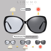 LIOUMO New Fashion Oversized Sunglasses Women Chameleon Polarized Female Glasses Photochromic Driving Eyewear UV400 zonnebril