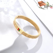 Trendy Bangle for Women Red and Green Charm Stainless Steel Gold Plating Jewelry Lover Bangle Luxury