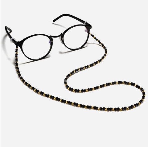 Cadena de gafas de sol para mujer, cadena cilíndrica de cuentas, anticaída, collar de cordón