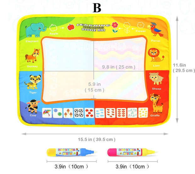 Magic Water Painting Drawing Mat & 2 Pens Doodle Board Coloring Books for Kids Children Educational Toys