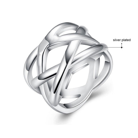 925 Sterling Silver Intertwined Ring For Women Fashion Charm Jewelry