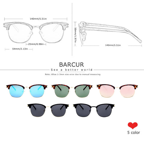 BARCUR Women Sun Glasses Men Sunglasses Polarized Shades Female Oculos lunette de soleil femme