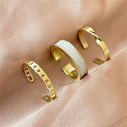 17KM Hiphop Gold Color Chain Rings Set For Women Girls Punk Geometric Simple Finger Rings Trend Jewelry