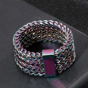 15mm New Stainless Steel Link Chain Ring High Polished Dubai Gold Color Mesh Men Cool Jewelry Accessories