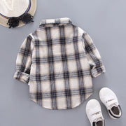 Camisa para niños, ropa, blusas, Tops de algodón a cuadros para niños de 1 a 4 años, camisa de manga larga