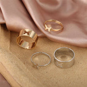 17KM Hiphop Gold Color Chain Rings Set For Women Girls Punk Geometric Simple Finger Rings Trend Jewelry