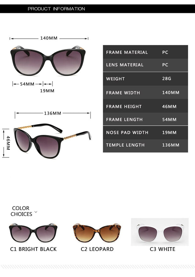 New Brand Design Ladies Cat Eye Sunglasses Frame Luxury UV400