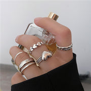 Gold Color Rings Set for Women Girls Punk Geometric Simple Finger Rings Trend Jewelry