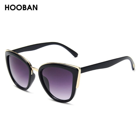 HOOBAN Fashion Cat Eye Sunglasses Women Retro Cateye Ladies Sun Glasses Stylish Driving Eyewear Female UV400