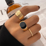 Gold Color Rings Set for Women Girls Punk Geometric Simple Finger Rings Trend Jewelry