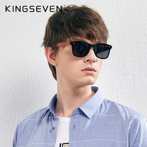 KINGSEVEN Gafas de sol de madera natural Hombres Polarizados Moda Madera original