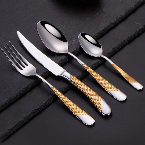 Kitchen Tableware Cutlery Set Stainless Steel Luxury Dinnerware Western Dinner