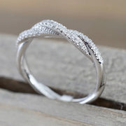 Fashion Twist Rings Band White CZ Simple Stylish Girls Jewelry